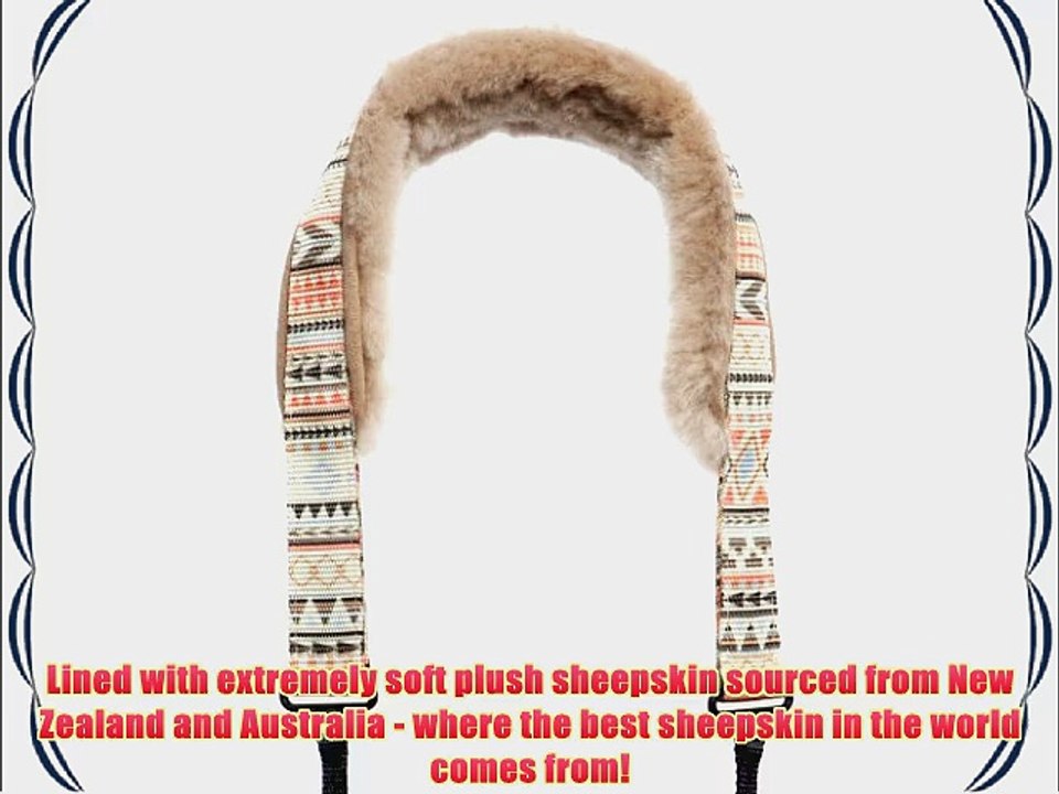 Naturally Breathable - Soft Comfort - Real Sheepskin Lined Camera Strap - Aztec