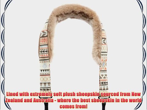 Naturally Breathable - Soft Comfort - Real Sheepskin Lined Camera Strap - Aztec