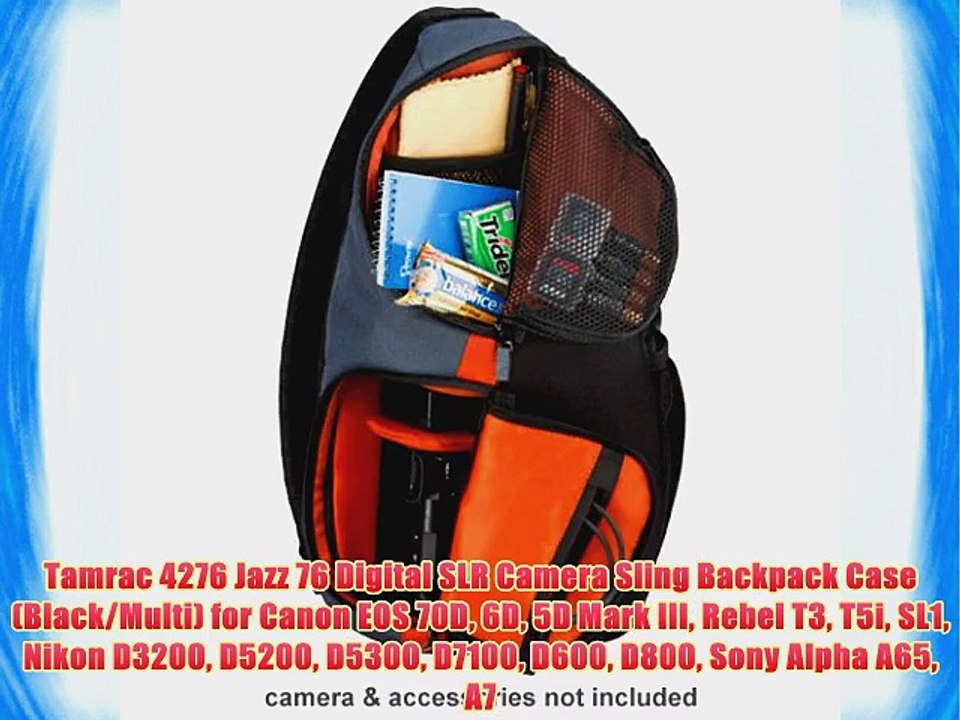 Tamrac 4276 Jazz 76 Digital SLR Camera Sling Backpack Case (Black/Multi) for Canon EOS 70D