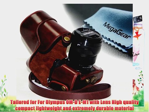 MegaGear Ever Ready Protective Fitted Leather Camera Case Bag for For Olympus OM-D E-M1 with