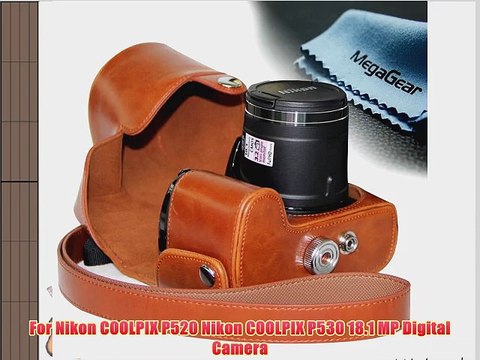MegaGear Ever Ready Protective Light Brown Leather Camera Case Bag for Nikon COOLPIX P520 18.1