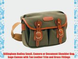 Billingham Hadley Small Camera or Document Shoulder Bag Sage Canvas with Tan Leather Trim and