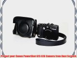 Black PU Leather DSLR Camera Shoulder Strap Bag Cover for Canon PowerShot G15 G16