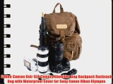 Caden Canvas Dslr SLR Camera Shoulder Bag Backpack Rucksack Bag with Waterproof Cover for Sony