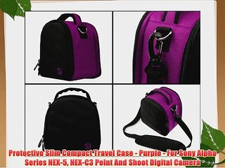Protective Slim Compact Travel Case - Purple - For Sony Alpha Series NEX-5 NEX-C3 Point And