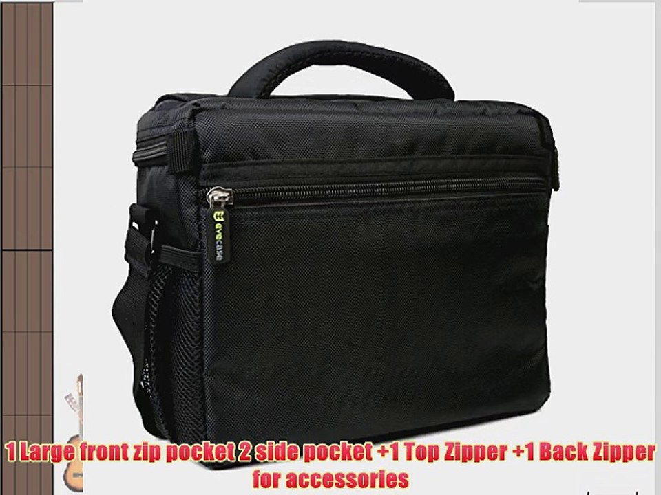 Evecase? Black Large Digital SLR Camera and lens Carrying Pouch Nylon Bag/Case with Strap for