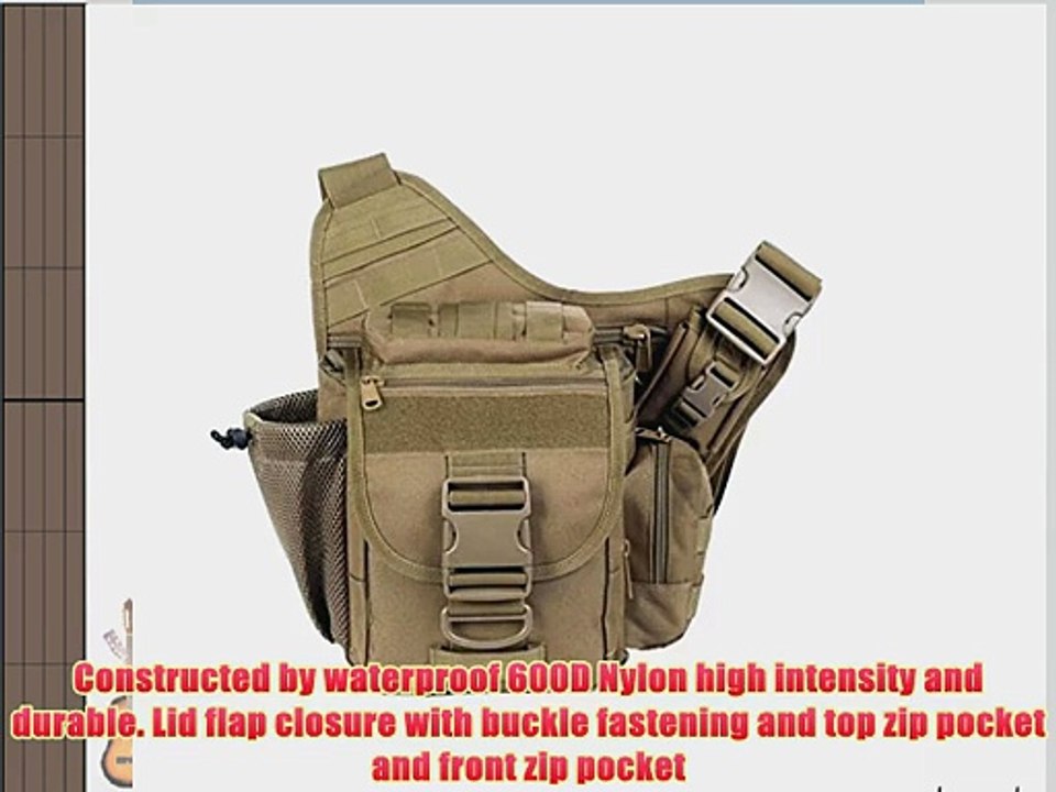 iBaste Tactical Sling Shoulder Bag DSLR Camera Lens Pocket Camo Messenger Bag (Brown)