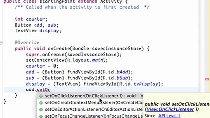 Android Application Development - 9 - Set up a Button with OnClickListener