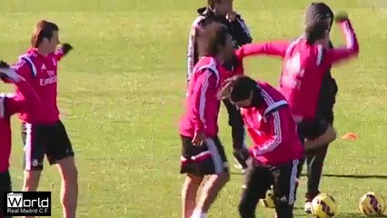 Cristiano  Ronaldo Gets Crazy in Real Madrid C.F with Fábio Coentrão in Training 2015