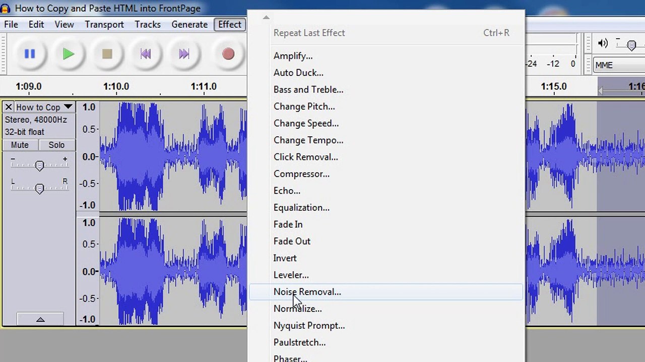 Hum Removal. Noise Removal using Audacity Freeware.