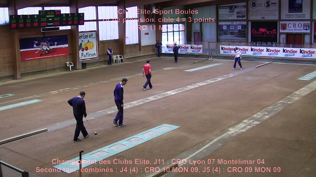 Tir de précision X. Majorel contre S. Biondi, CRO Lyon contre Montélimar, Sport Boules, J11 Elite, Saison 2014 /2015