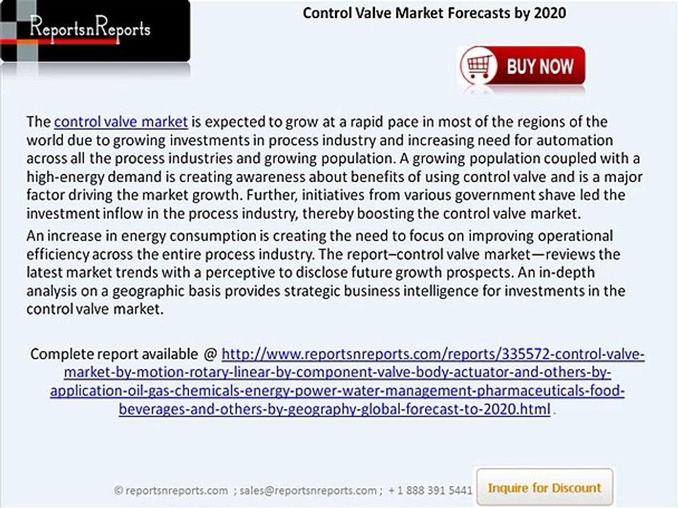 Control Valve Market Size, Segmentation & Demand Factors by 2020