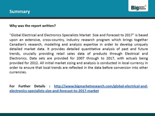 Global Electrical and Electronics Specialists Market Size and Forecast to 2017