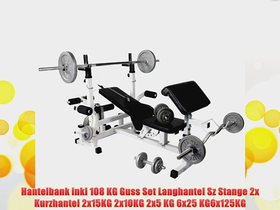 Gorilla Sports Hantelbank mit Hantelset Universal Kraftstation mit 108kg Gusseisen 10000130