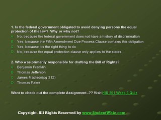 HIS 301 Week 3 Quiz | University of Phoenix