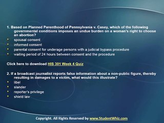 HIS 301 Week 4 Quiz & Tutorial Download 📚