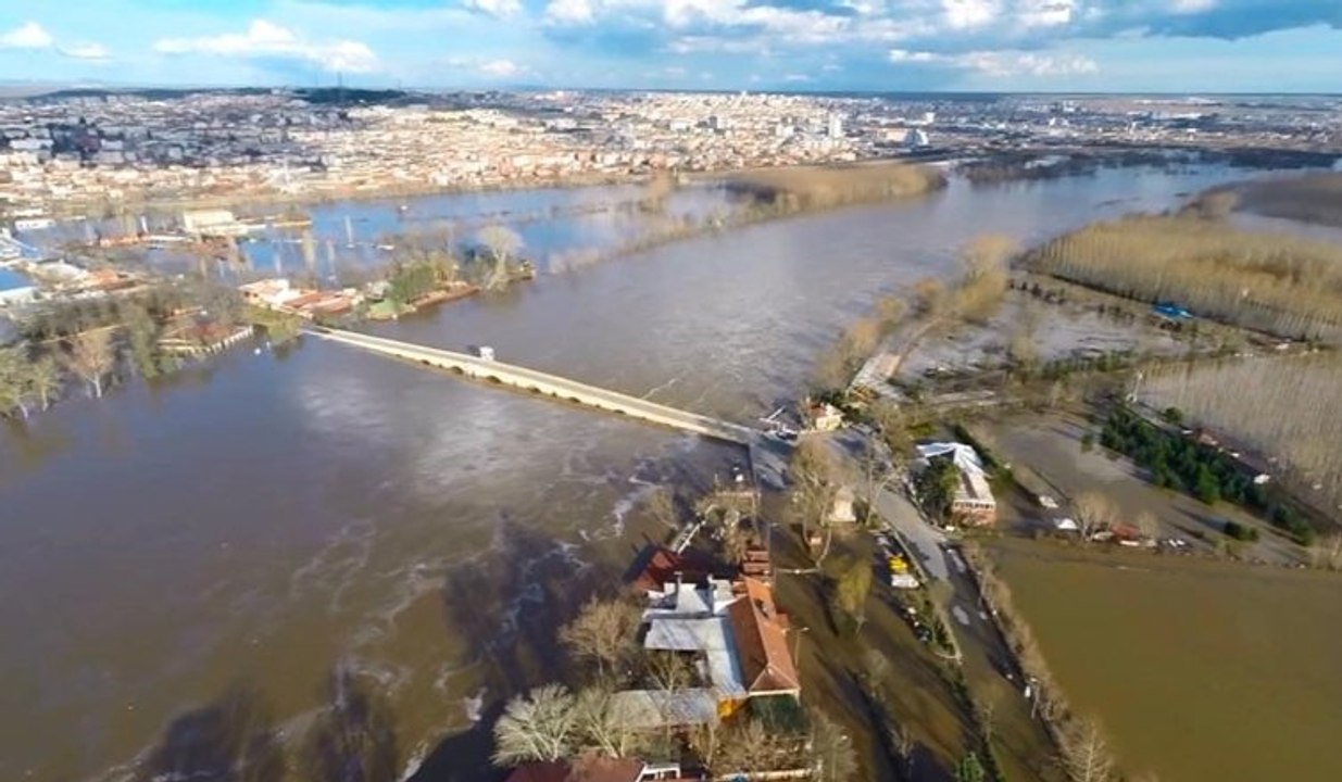 Edirnede'ki sel felaketinin havadan görüntüsü