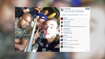 Kanye West a l'air misérable sur un selfie pris au Super Bowl