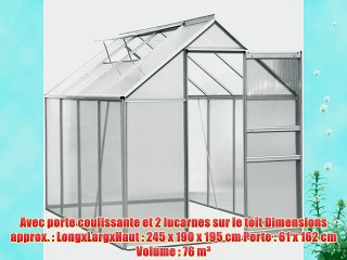 Serre de jardin 'SUNLIGHT' - volume 76 m? - en aluminium et polycarbonate