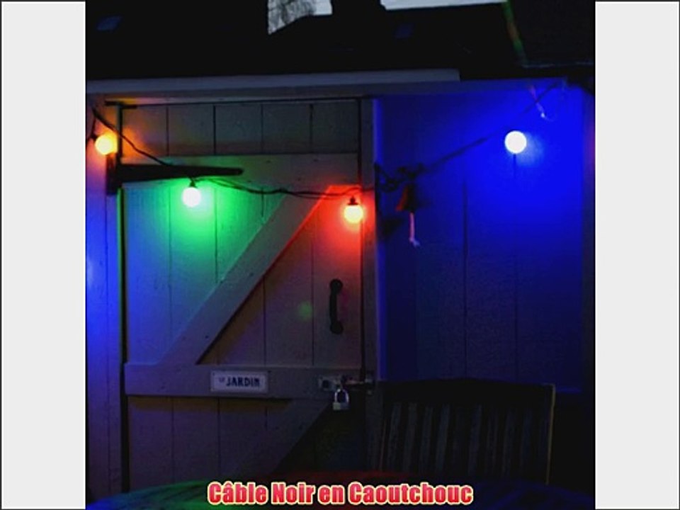Guirlande Guinguette Ext?rieure Raccordable 40 Globes ? LED Multicolores sur C?ble Noir 20m