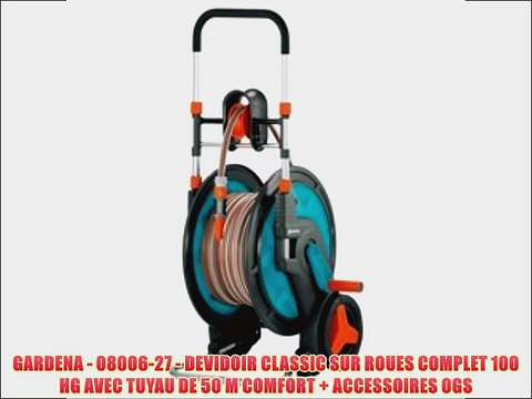 GARDENA - 08006-27 - DEVIDOIR CLASSIC SUR ROUES COMPLET 100 HG AVEC TUYAU DE 50 M COMFORT