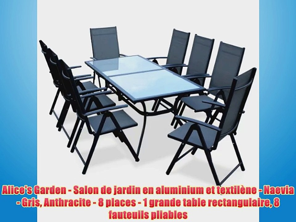 Alice's Garden - Salon de jardin en aluminium et textil?ne - Naevia - Gris Anthracite - 8 places