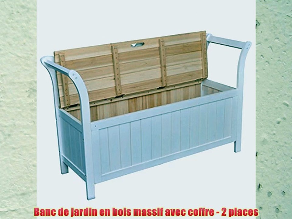 Banc de jardin en bois massif avec coffre - 2 places
