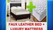 4ft Small Double Prado Faux Leather Bed In Black With Luxury Semi Orthopaedic Mattress