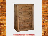 Corona Solid Pine Tall 4 Drawer Chest of Drawers