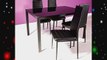 Houston Dining Set - Modern Black Glass Table and 4 Black Faux Leather Chairs