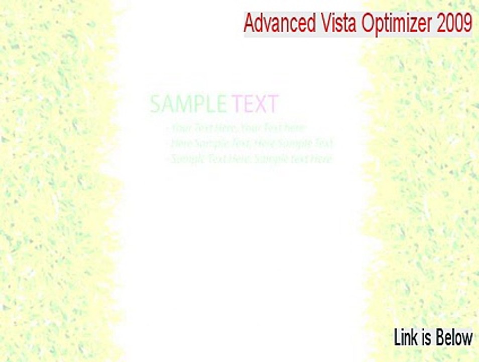 Advanced Vista Optimizer 2009 Cracked [Instant Download 2015]