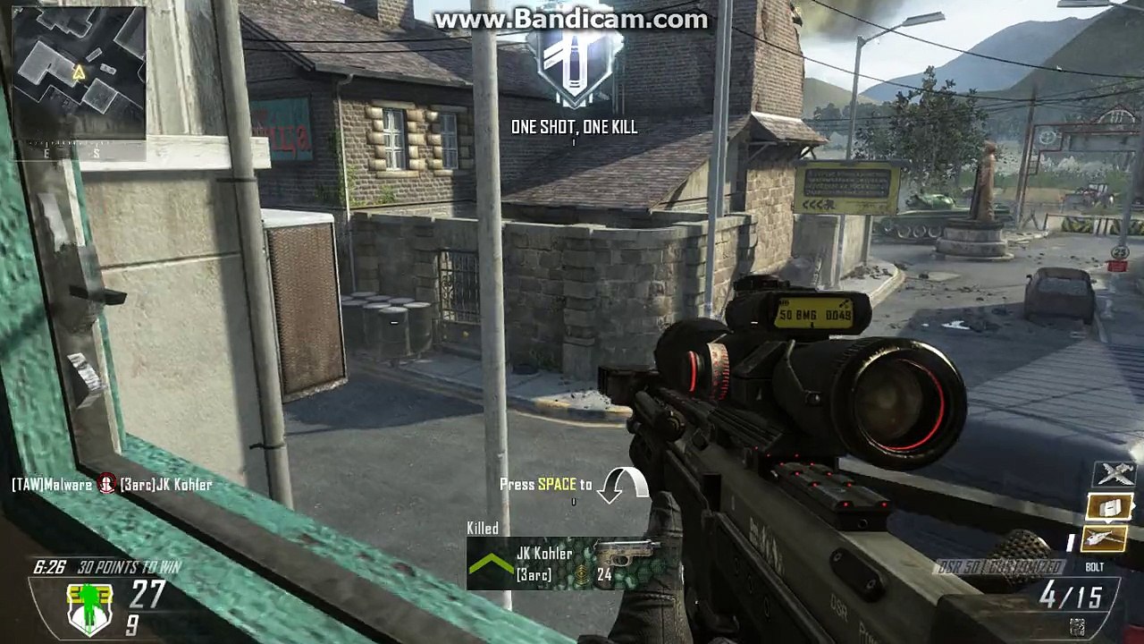 Quick scoping by me in black ops 2 with balastic  sniper