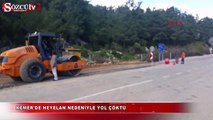 Kemer'de heyelan nedeniyle yol çöktü