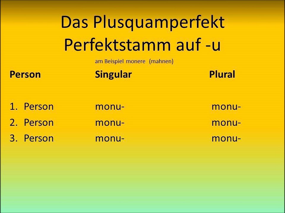 Plusquamperfekt -Perfektstamm auf -u