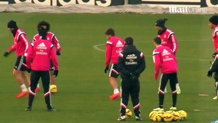 Cristiano Ronaldo is all smiles in Real Madrid training despite ban