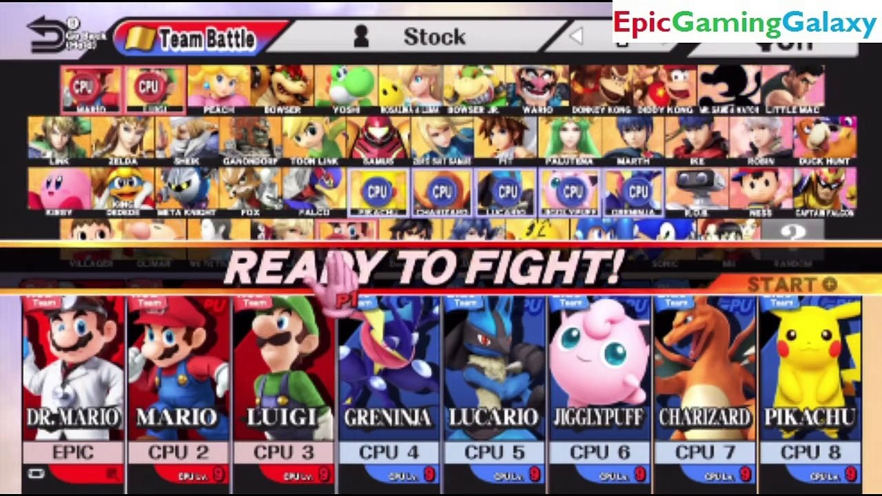 Dr. Mario And Mario Brothers VS Pokemon Team In A Super Smash Bros. For Wii U 8 Player Team Battle