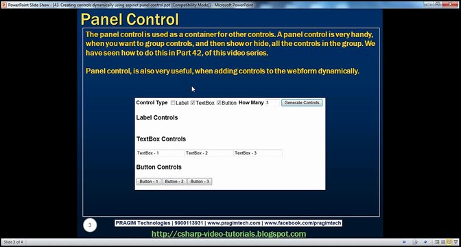 Active-Server-Pages-Asp-Creating-controls-dynamically-using-aspnet-panel-control-Step-by-Step-Lesson-43