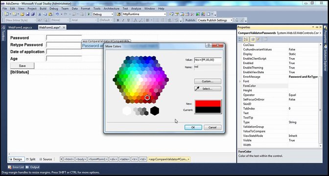 Active-Server-Pages-Asp-CompareValidator-control-in-aspnet-Step-by-Step-Lesson-46