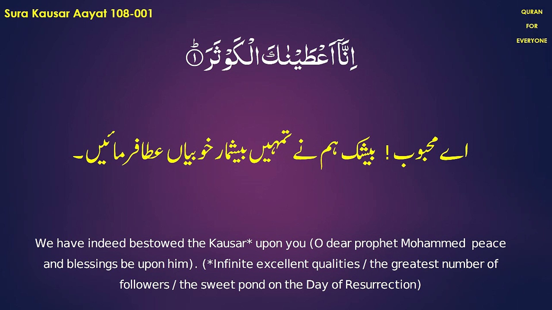 Surah Al Kausar Ka Tarjuma