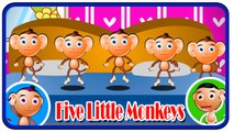 Five Little Monkeys Funny Rhyme  - Cute Animation For kids Rhymes