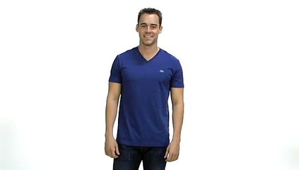 Lacoste S/S Pima Jersey V-Neck T-Shirt White - Trendzmania.com Free Shipping BOTH Ways