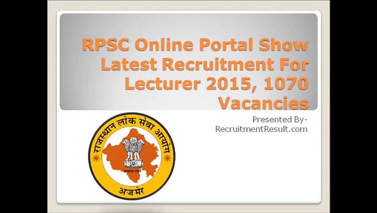 RPSC Online Portal Show Latest Recruitment For Lecturer 2015, 1070 Vacancies