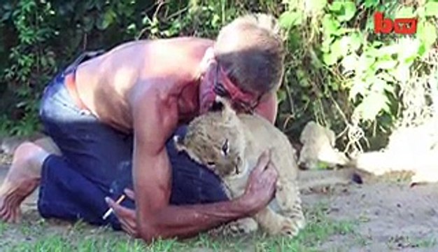 Man Cuddles and Kisses Huge Pet Lion - Video Dailymotion
