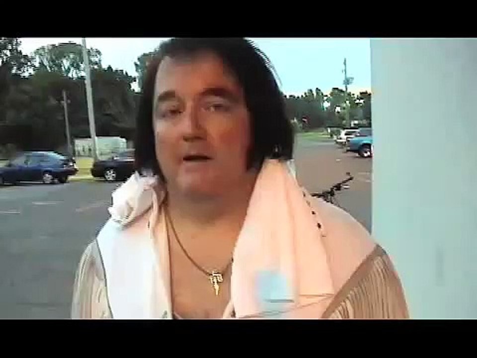 Bryan Clark cuts an ad for Walkin On The Blvd at Elvis week