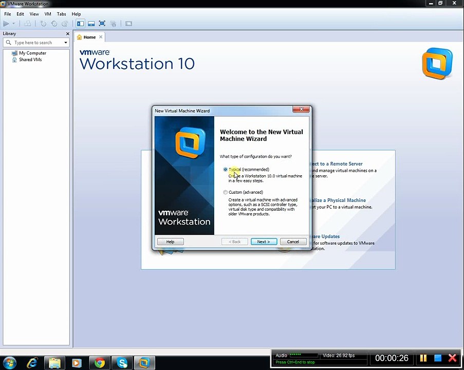 Create virtual machine on vmware workstation 10