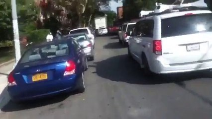 Dodge caravan self driving car by Apple in brooklyn new york