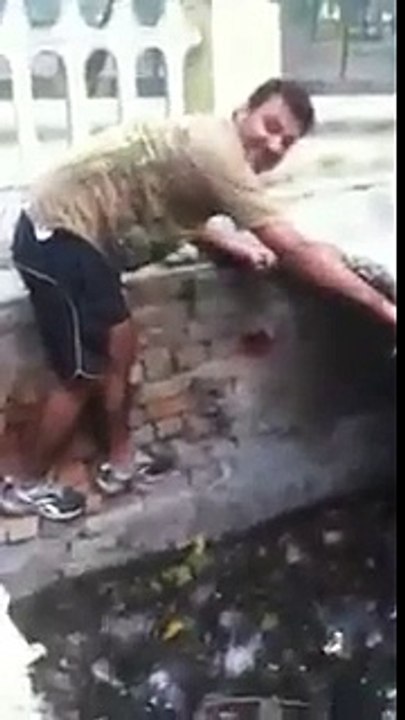 Funny video-man falls in garbage