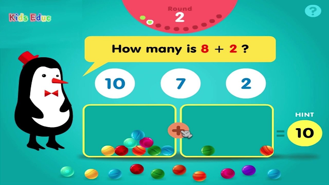Addition With Manipulatives, Basic Math: Counting 1 - 15, Learning Game for Preschool Kids