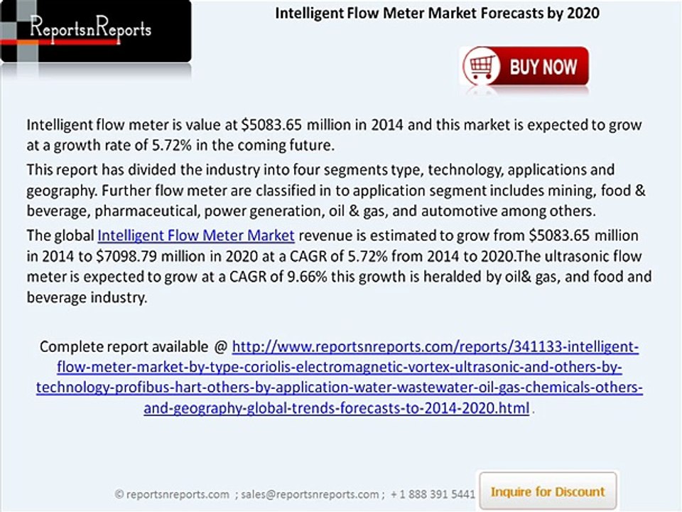 Intelligent Flow Meter Market poised to reach $7098.79 million by 2020