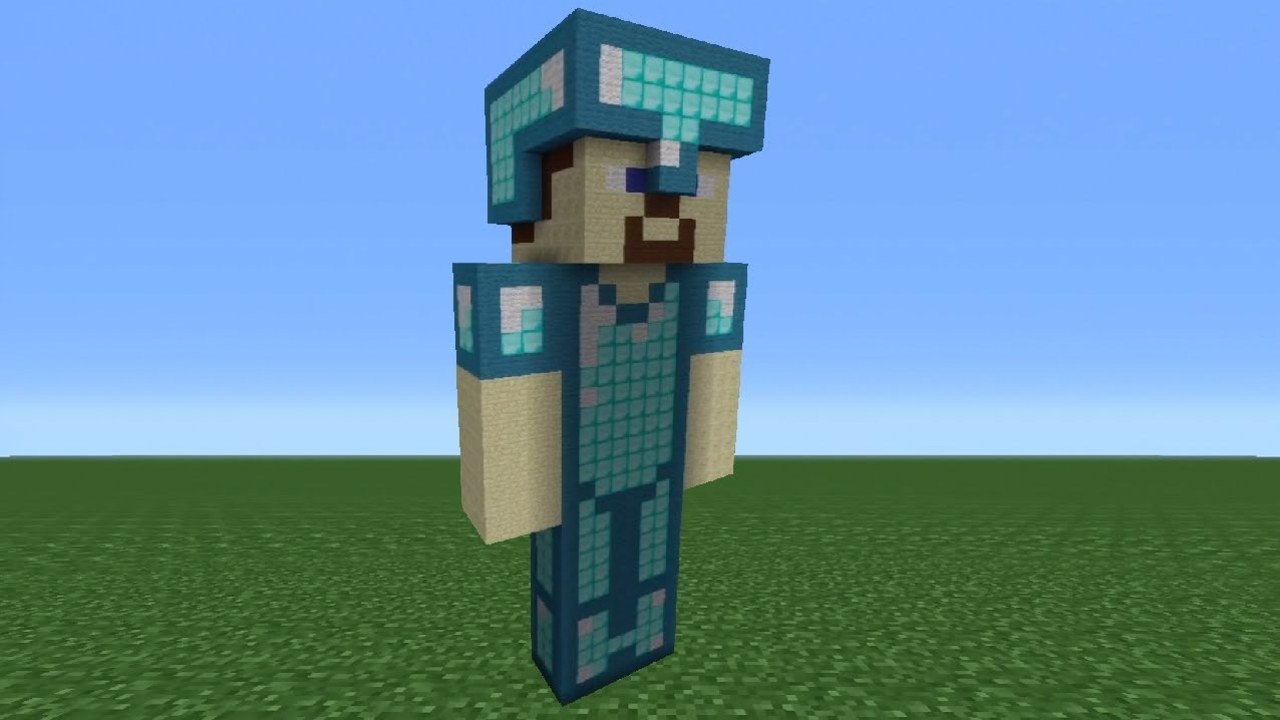 Minecraft Tutorial How To Make A Diamond Amour Steve Statue Video Dailymotion
